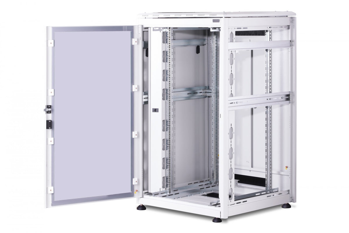 "Armoire réseau debout Unique 19"" 26U rack 800x800, porte avant en verre, gris, 800kg"