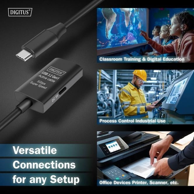 Câble d'extension actif, USB 3.2 Gen1, 5Gbps, USB-C vers USB-C, 5m