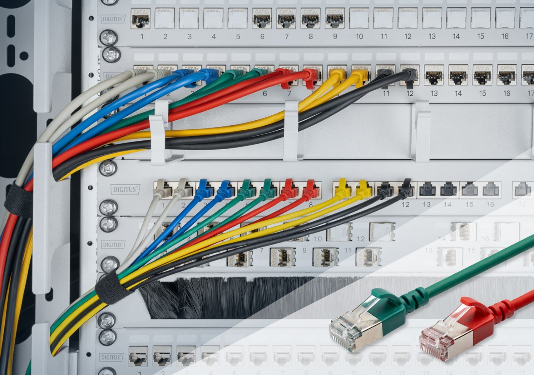 Câble patch RJ45-RJ45 slim, Cat. 6A, F/FTP, AWG 32/7, LSOH, 1 m, jaune