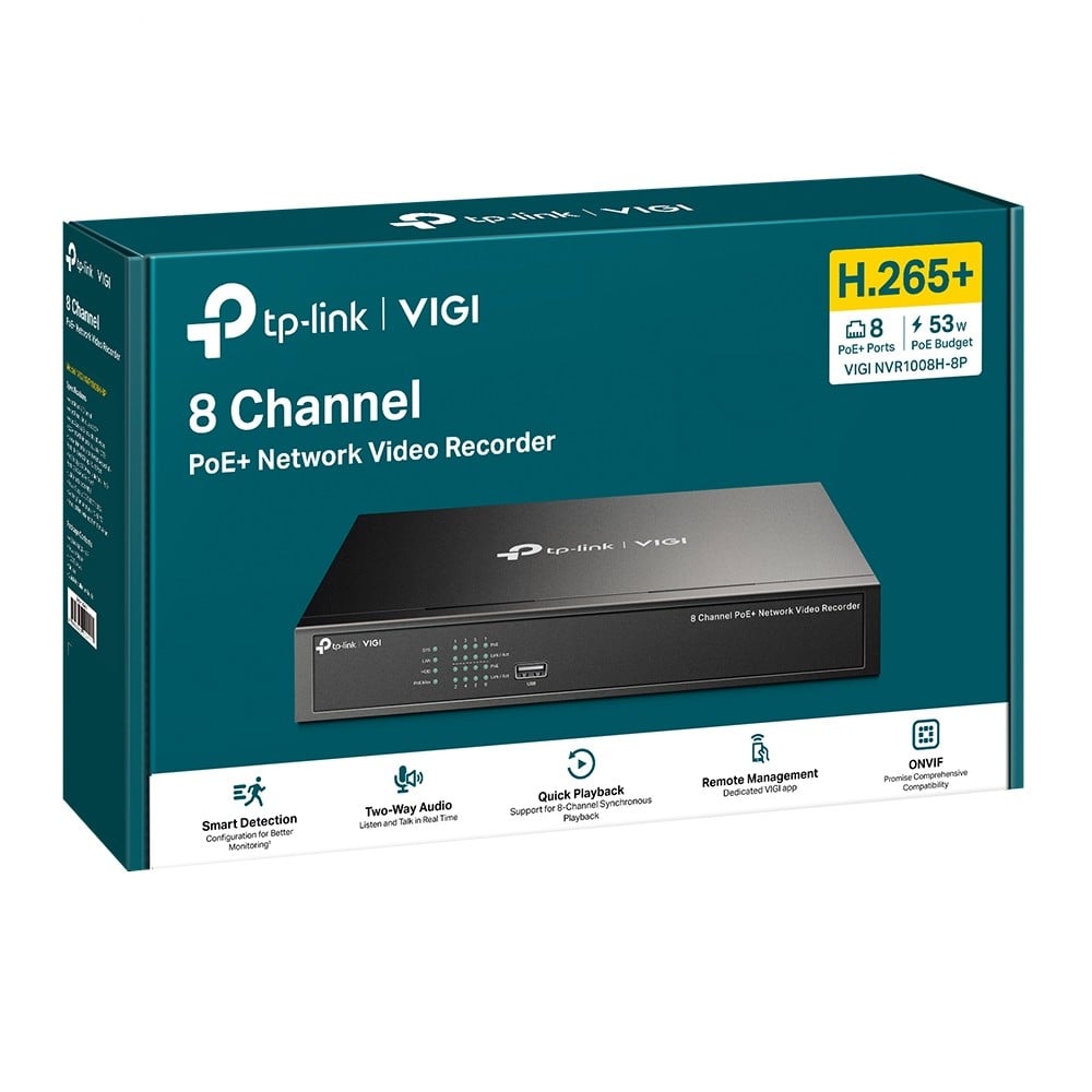 TP-LINK 8 Channel PoE+ Network Video Recorder 10/100 Mbps PoE+ 53W