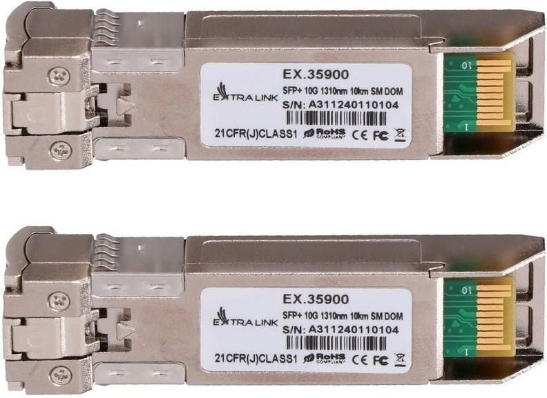 Extralink SFP+ 10G 2-pack | Module SFP+ | 10Gbps, LC/UPC, 1310nm, 10km, mode simple, DOM