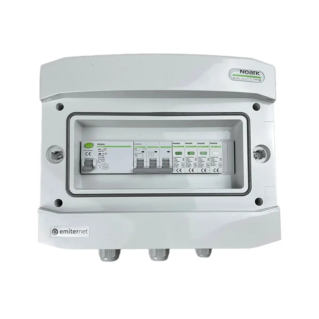 EMITER EM-357N_AC Tableau de distribution AC, IP65, SPD AC Noark type 1+2, disjoncteur 32A 3-F, RCD type A 40A/300mA