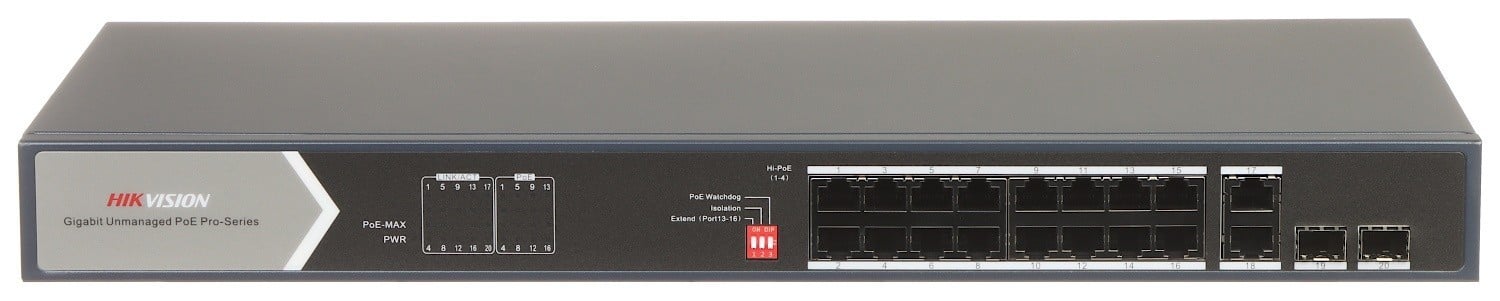 Hikvision DS-3E0520HP-E 16 Port Gigabit Unmanaged POE Switch