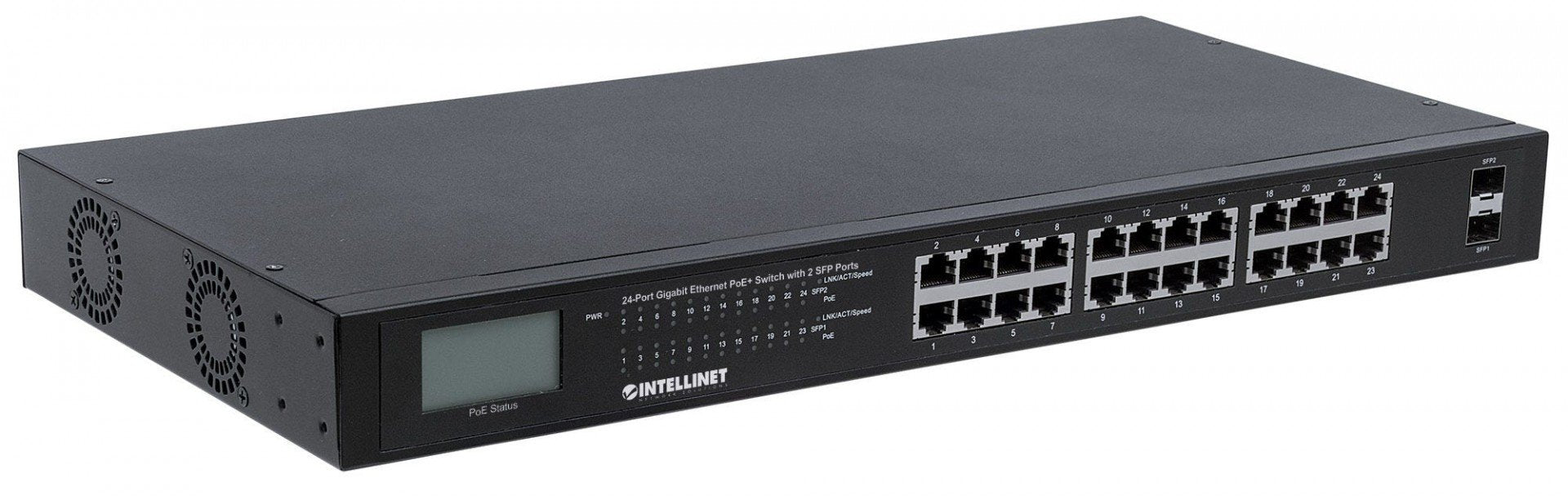 Intellinet 561242 commutateur réseau Non-géré Gigabit Ethernet (10/100/1000) Connexion Ethernet, supportant l'alimentation via ce port (PoE) 1U Noir