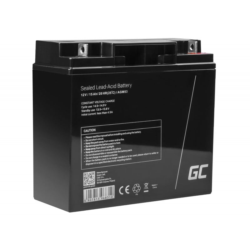 Green Cell Battery AGM 12V 15Ah