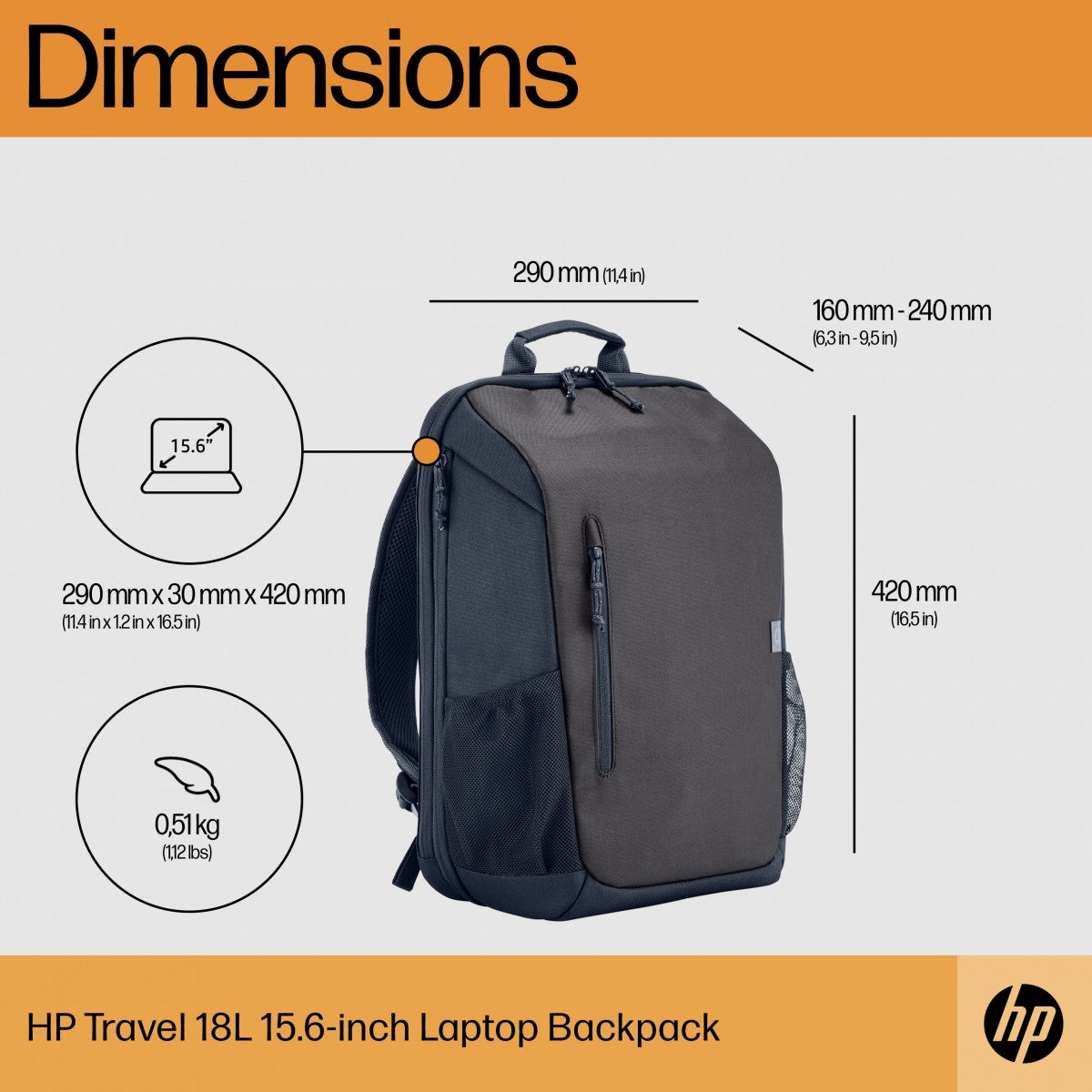 HP Travel 18 Liter 15.6p Iron Grey Laptop Backpack
