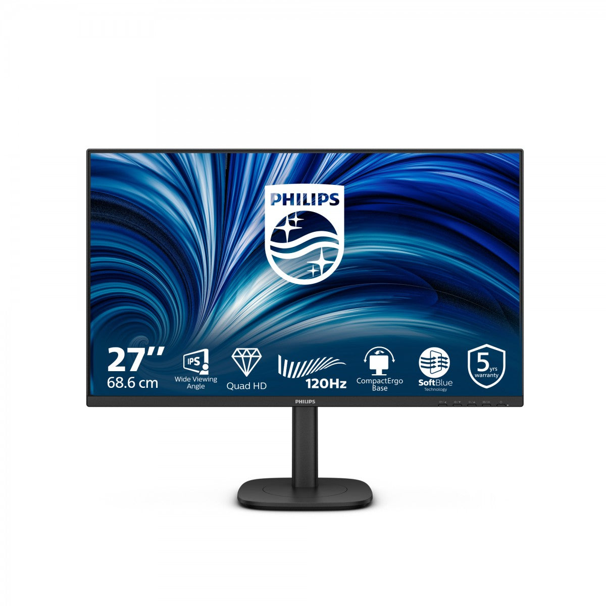 PHILIPS 27p 2560x1440 120Hz IPS Flat H/A 150 MM TUV EyeSafe certified USB HUB SPEAKERS DPx1 HDMIx2 350cd/m2 TCO 10