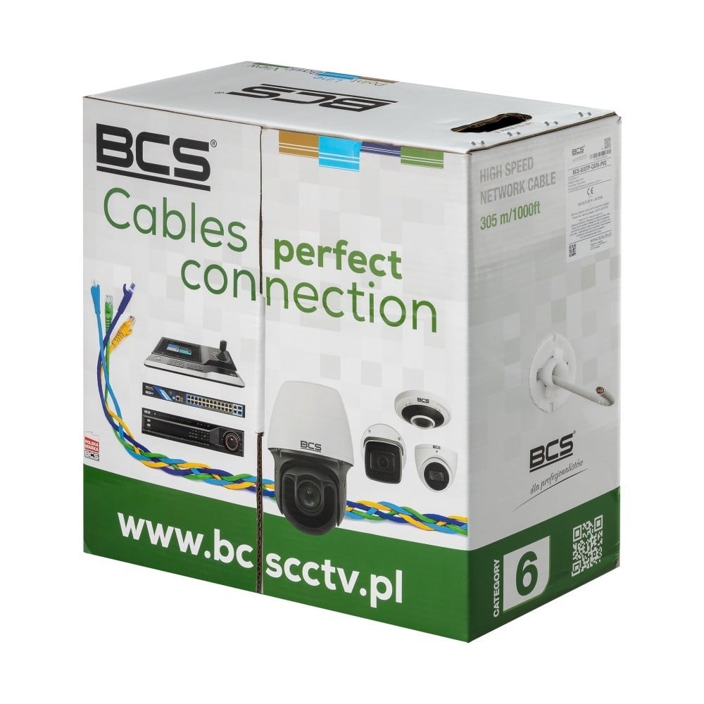 BCS BCS-U/UTP-CAT6-PVC Câble d'installation CAT6 en cuivre de 305m 1000BaseT 250MHz