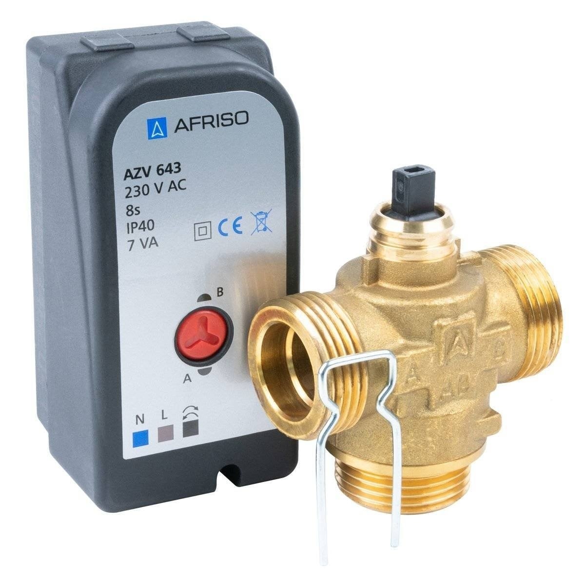 AFRISO 1664300 vanne de zone a 3 voies AZV 643 DN20, G1", Kvs 8 m3/h