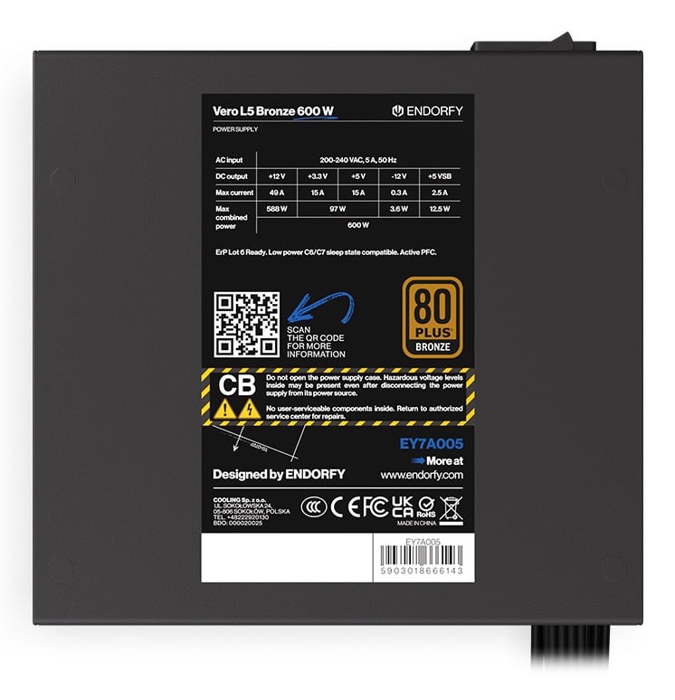 ENDORFY Vero L5 Bronze 600W Alimentation