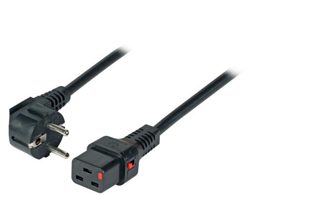 IEC-LOCK Cordon d alimentation CEE7 / C19 à verrouillage noir - 2,0 m