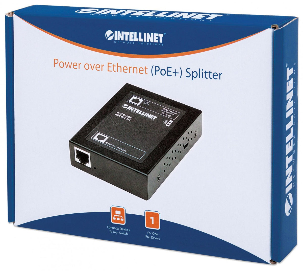 Intellinet 560443 séparateur voix-données Connexion Ethernet, supportant l'alimentation via ce port (PoE) Noir