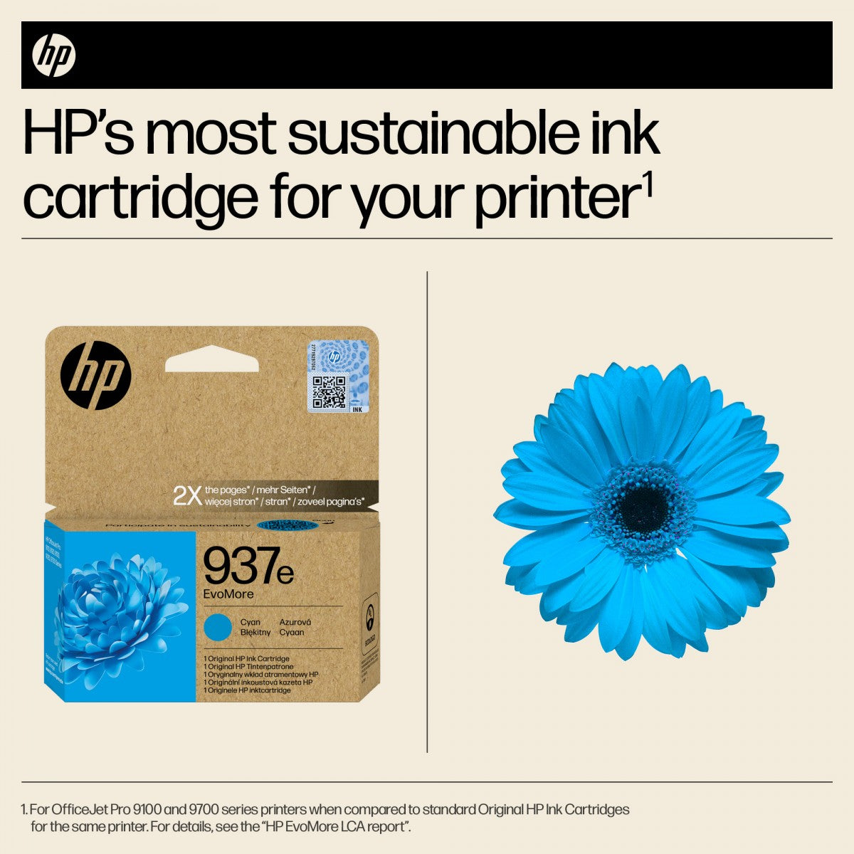 HP 937e EvoMore Cyan Original Ink Cartridge cartouche d'encre 1 piece(s) Rendement élevé (XL)