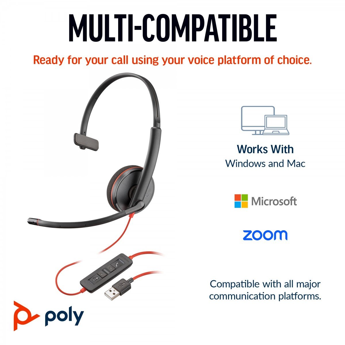 Poly BW 3210 Mono USB-C HS+USB-C/A