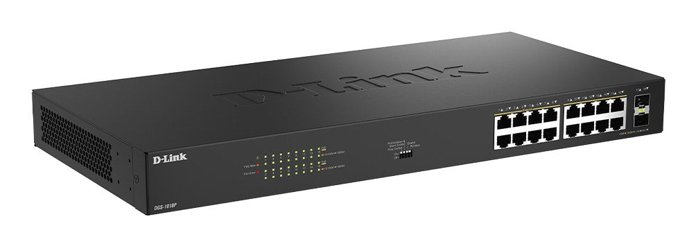 D-LINK 16 Ports GE PoE 30W + 2 Ports SFP Unmanaged Switch 240W