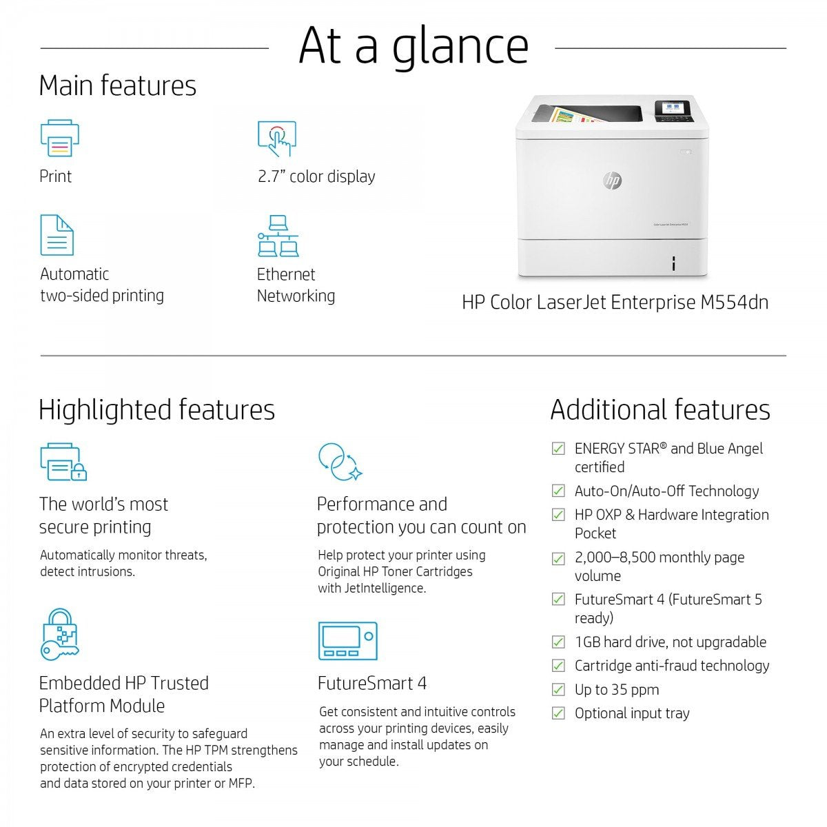 HP Color LaserJet Enterprise M554dn produit neuf emballage abimé A4 color laser USB 33ppm (P)