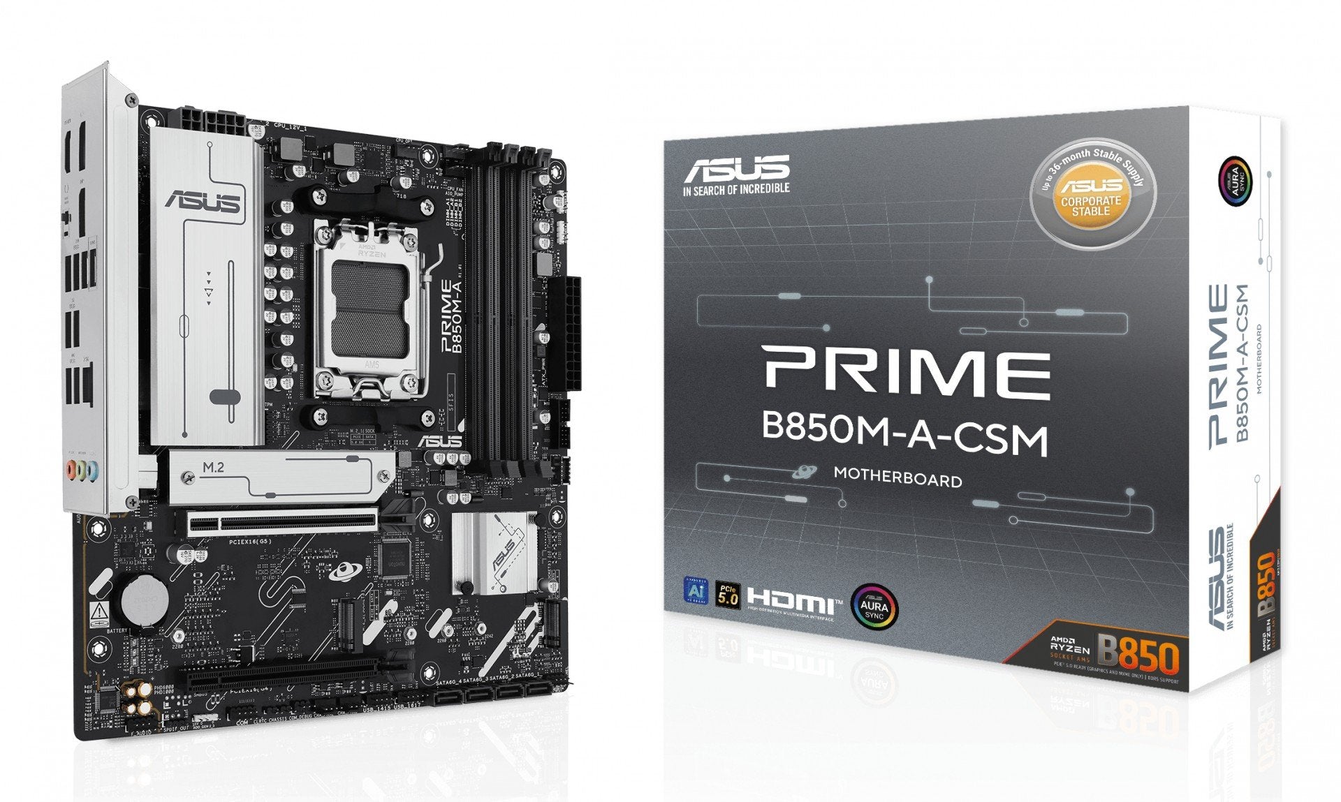 ASUS AMD B850 DDR5 mATX motherboard 1xHDMI 1xDP 3xM.2 4xSATA