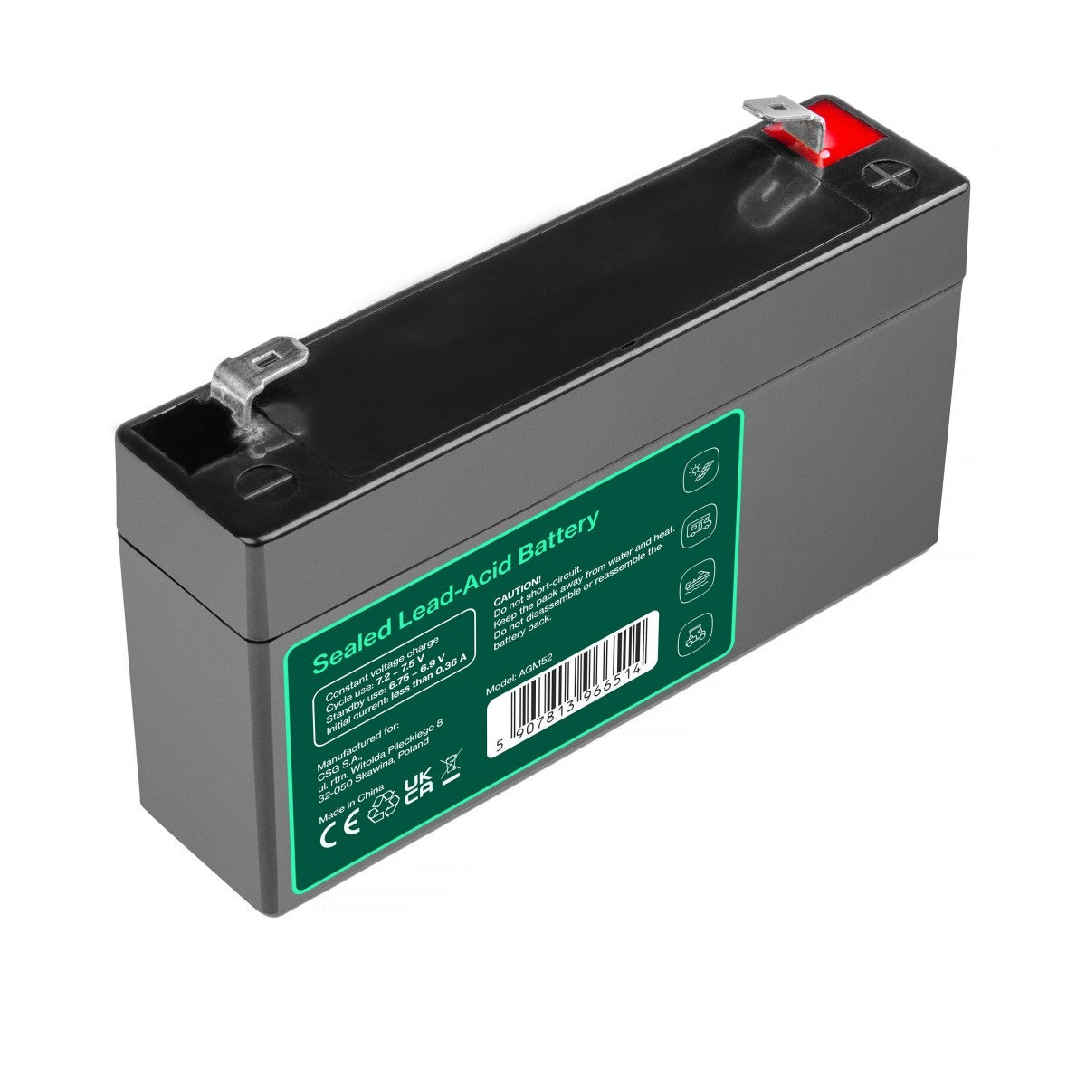 Green Cell AGM Battery Lead Acid VRLA 6V 1.2Ah for toys and alarms - Battery - Mono (D)
