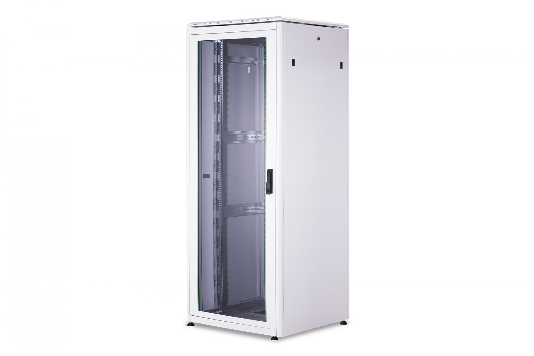 "Armoire réseau debout Unique 19"" 42U rack 800x800, porte avant en verre, gris, 800kg 2053x800x800 mm, couleur gris (RAL 7035)"