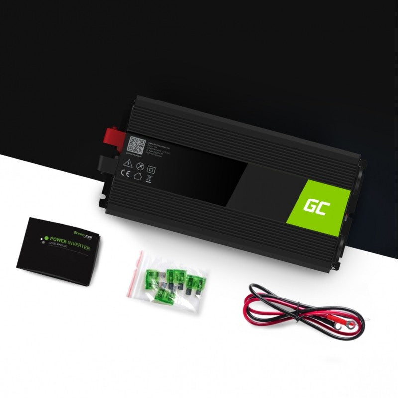 Green Cell INV25 adaptateur de puissance & onduleur Auto 1500 W Noir