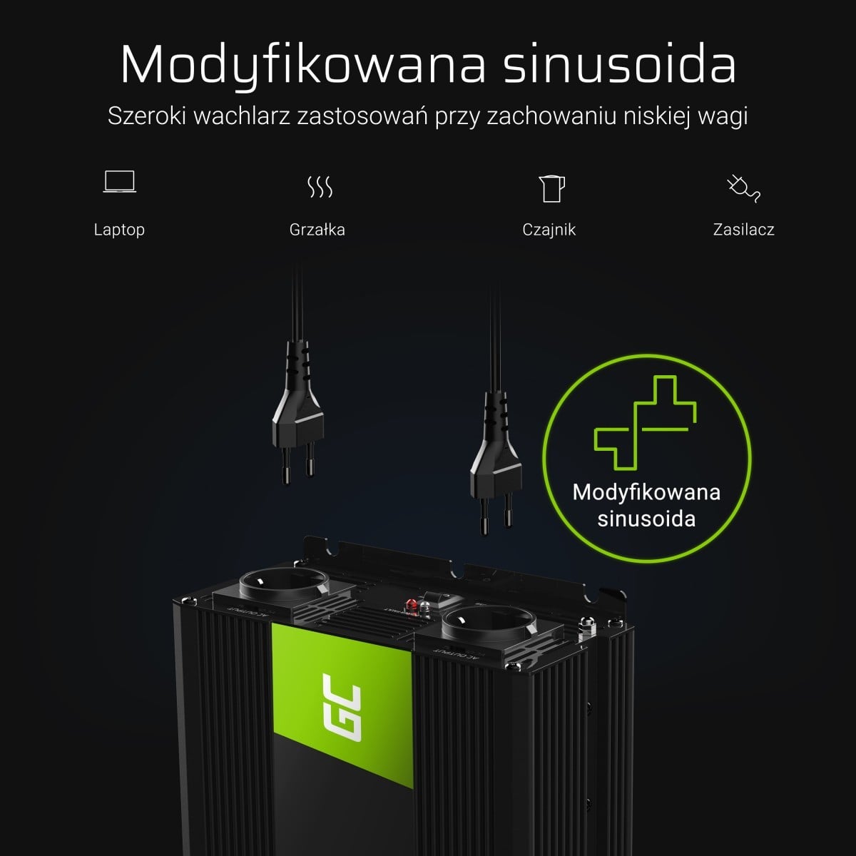 Green Cell INV10 adaptateur de puissance & onduleur Auto 2000 W Noir