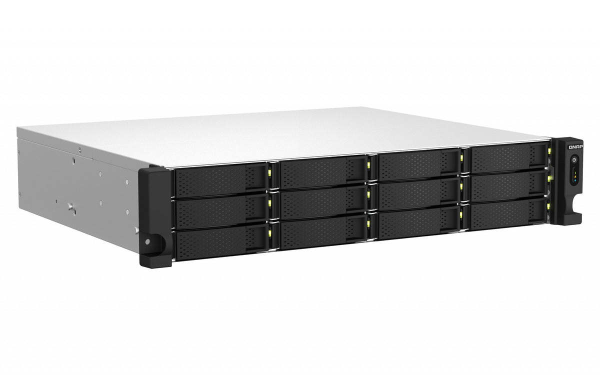 QNAP TS-1264U-RP-8G 2U 12-Bay rackmount NAS Intel Celeron N5095 quad-core 8Go onboard not expandable 12x3.5/2.5 SATA 2x300W r PS