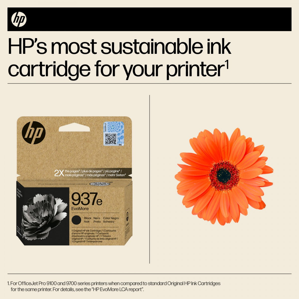 HP 937e EvoMore Black Original Ink Cartridge cartouche d'encre 1 piece(s) Rendement élevé (XL)