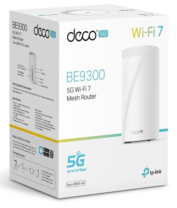 TP-Link DECO BE65-5G(1-PACK) systeme Wi-Fi maillé Tri-bande (2,4 GHz / 5 GHz / 6 GHz) Wi-Fi 7 (802.11be) Blanc 3 Externe