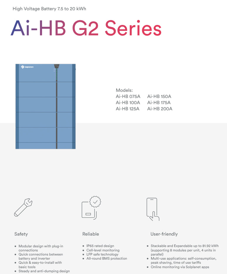 Solplanet AI-HB_BMS_G2 Modele de contrôle de banque d'énergie AI-HB_2.56LG-HVbox G2 (HB-01), possibilité de connecter jusqu'a 8 modules de stockage, HBC00000000