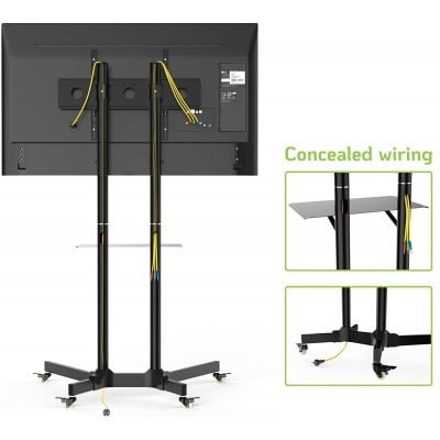 "Techly ICA-TR6 Support TV mobile 30-65"" jusqu'a 60kg étagere AV réglable"