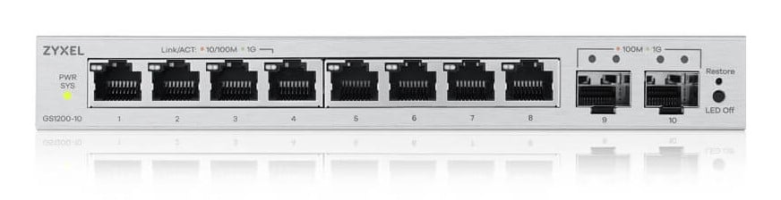 Zyxel GS1200-10v3 Géré L2 Gigabit Ethernet (10/100/1000) Bureau Gris