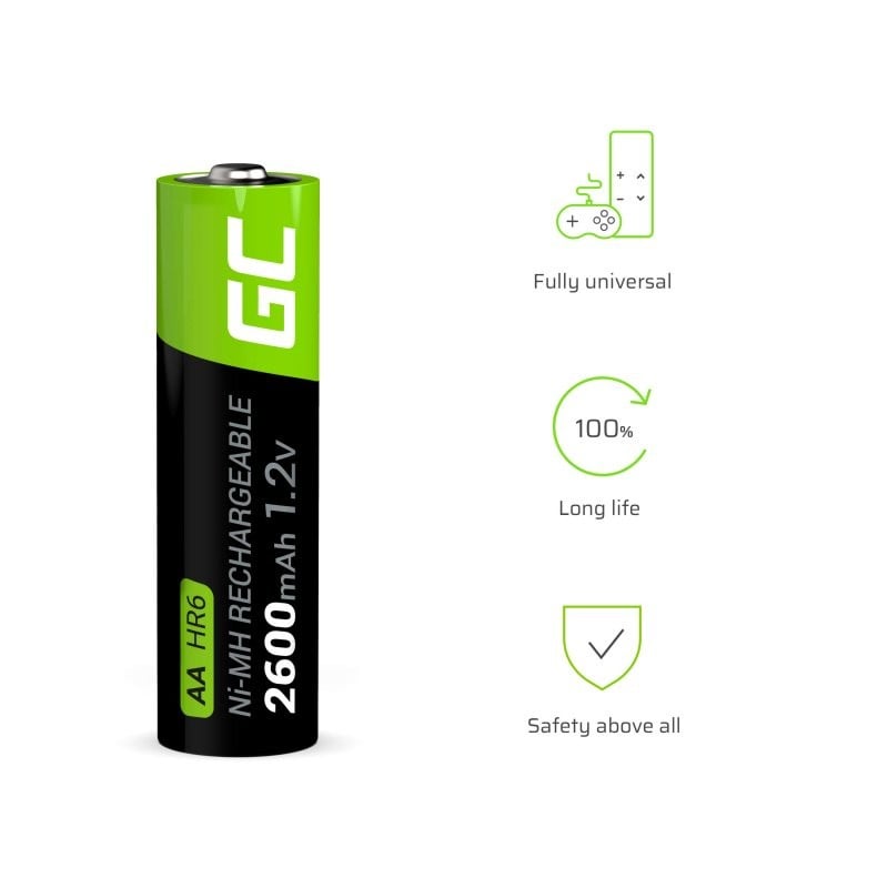 Green Cell GR10 Piles rechargeables 16x AA R6 Ni-MH 2600mAh