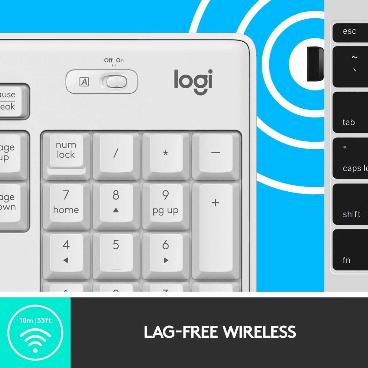 Logitech 920-009824 clavier Souris incluse Bureau RF sans fil QWERTY US International Blanc