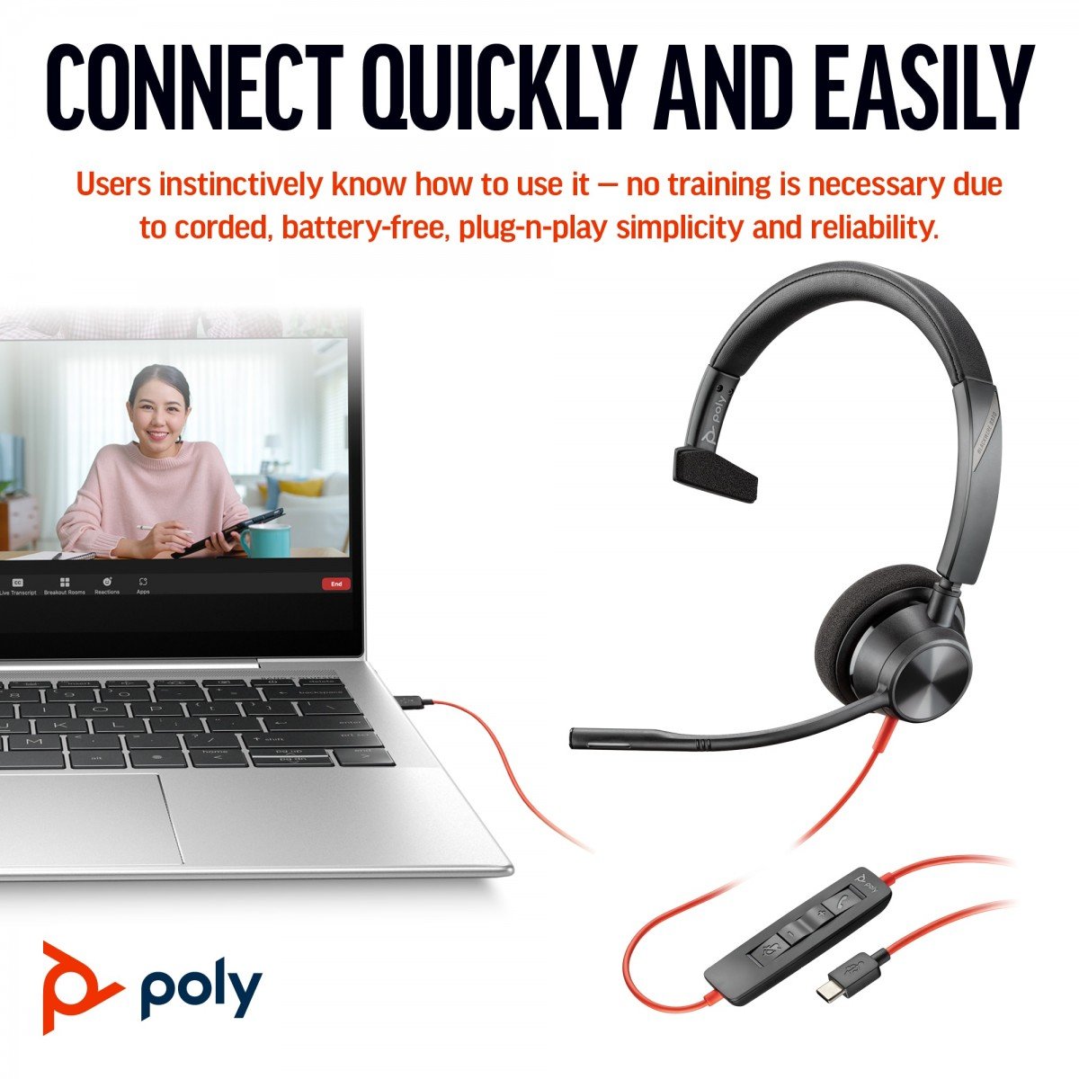 Poly BW 3310 Mono USB-C HS+USB-C/A
