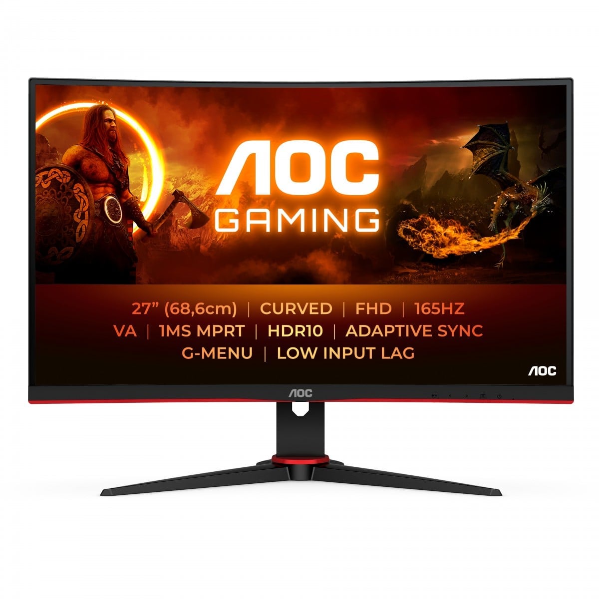 AOC C27G2E/BK 27p VAFHD 165Hz 4ms 250cd/m2 DSub 2xHDMI 2.0 DP
