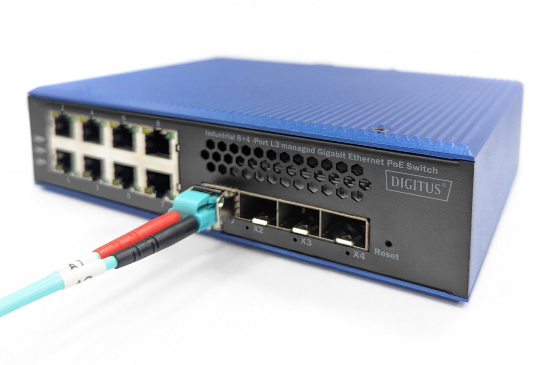 Digitus DN-651161 commutateur réseau Géré L2/L3 Gigabit Ethernet (10/100/1000) Connexion Ethernet, supportant l'alimentation via ce port (PoE) Noir, Bleu