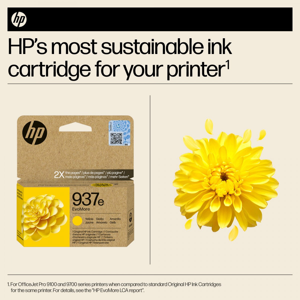 HP 937e EvoMore Yellow Original Ink Cartridge cartouche d'encre 1 piece(s) Rendement élevé (XL)