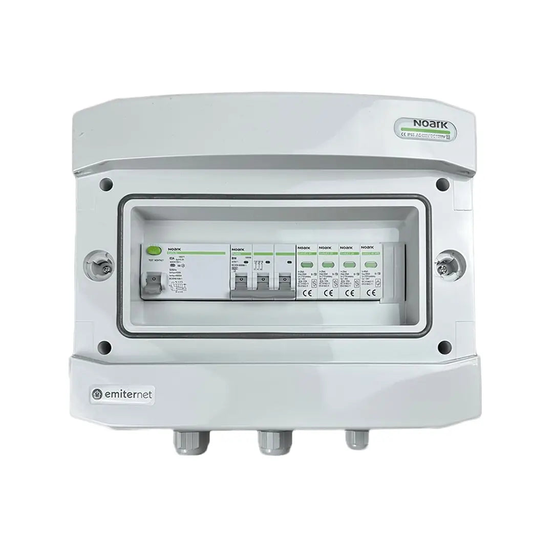 EMITER EM-470N_AC Tableau de distribution AC, IP65, SPD AC Noark type 2, disjoncteur 50A 3-F, RCD type A 63A/300mA