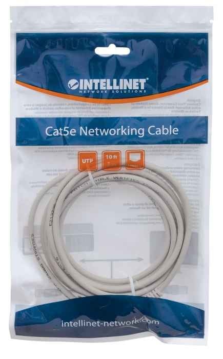 Intellinet Cat5e, 3m câble de réseau Gris U/UTP (UTP)