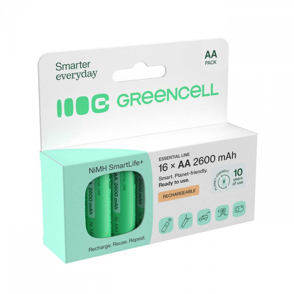 Green Cell GR10 Piles rechargeables 16x AA R6 Ni-MH 2600mAh