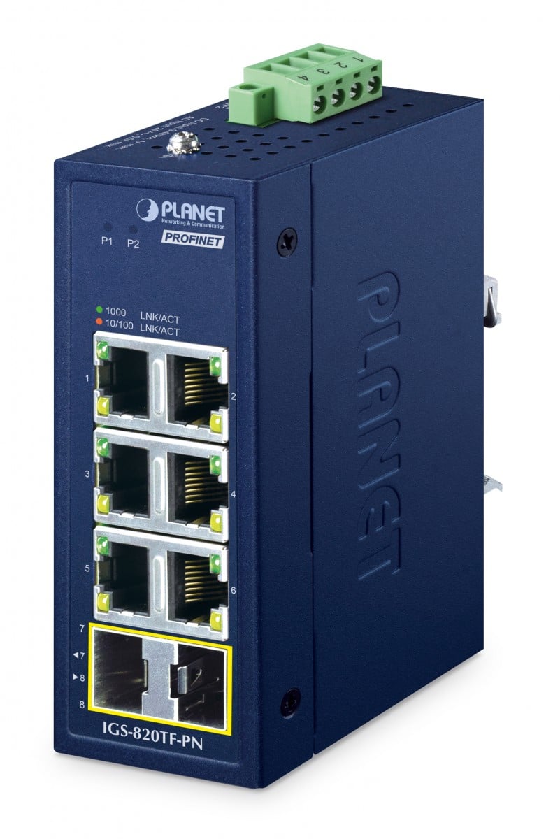 PLANET IP30 Compact size Industrial IGS-820TF-PN Non-géré Gigabit Ethernet (10/100/1000) Bleu