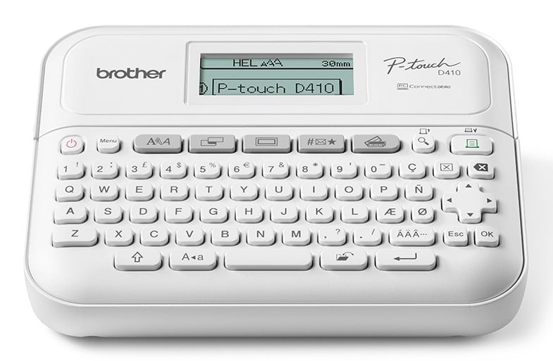 BROTHER Etiqueteuse bureautique professionnelle 18mm avec mallette de transport adaptateur secteur un ruban TZe 4m câble micro USB