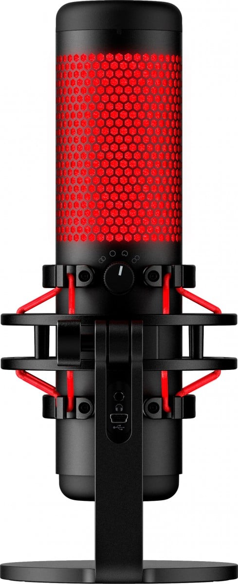 Microphone a condensateur HyperX QuadCast RGB, USB, filtre anti-pop, noir-rouge