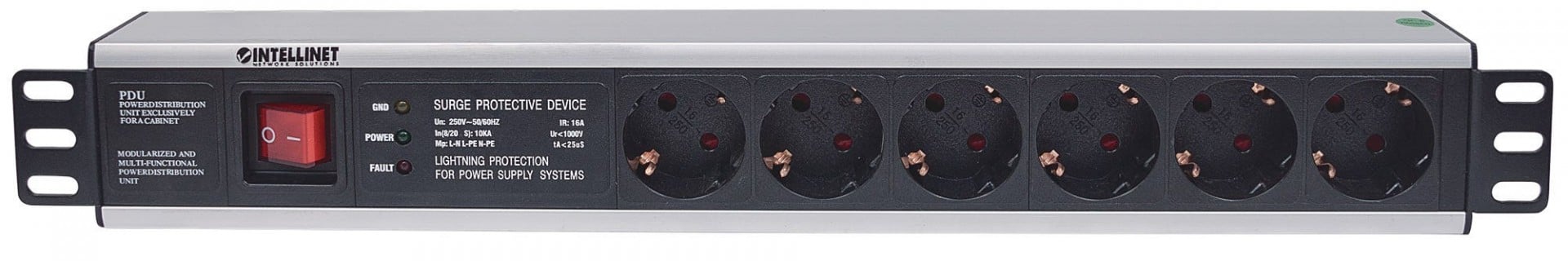 Intellinet 713962 unité de distribution d'énergie 6 sortie(s) CA 1.5U Noir