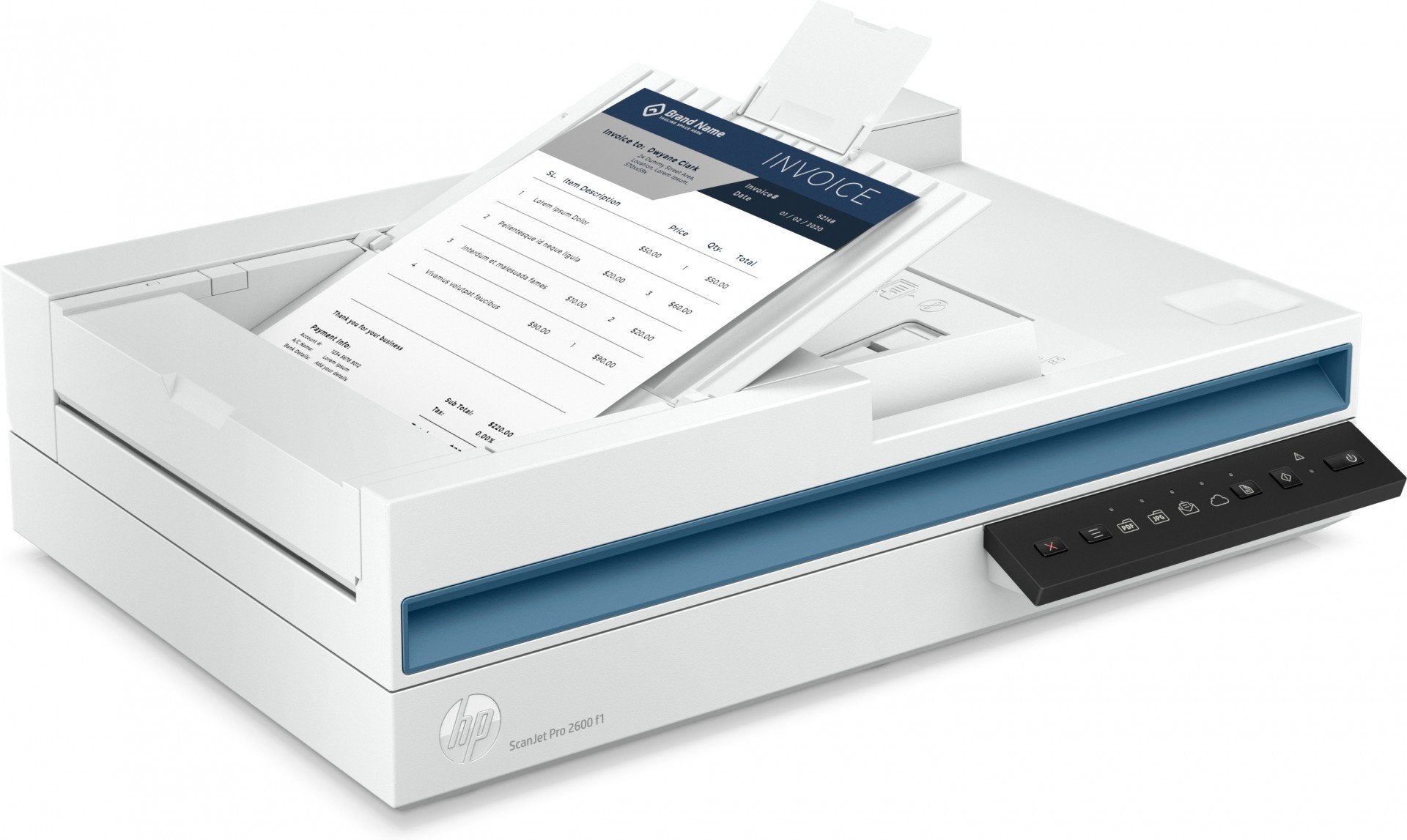 HP Scanjet Pro 2600 f1 Document scanner CMOS CIS Duplex A4 1200dpix1200dpi 25ppm mono 25ppm colour ADF 60sheets 1500scans USB