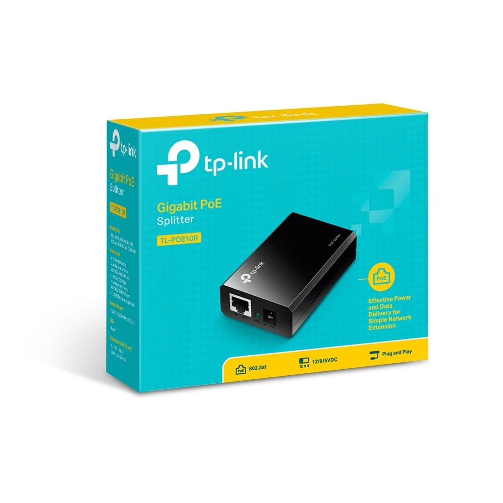 TP-Link TL-POE10R séparateur voix-données Connexion Ethernet, supportant l'alimentation via ce port (PoE) Noir