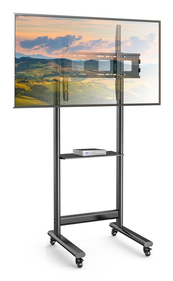 Techly ICA-TR74 Support TV mobile 50-90” jusqu'a 70kg étagere AV réglable