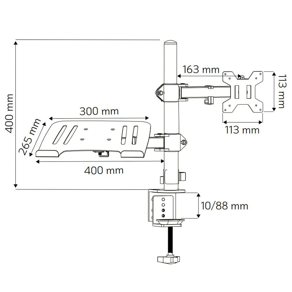 "Support de bureau rotatif Techly ICA-LCD 174NB pour moniteur de 13 a 32"" et ordinateur portable de 17"""