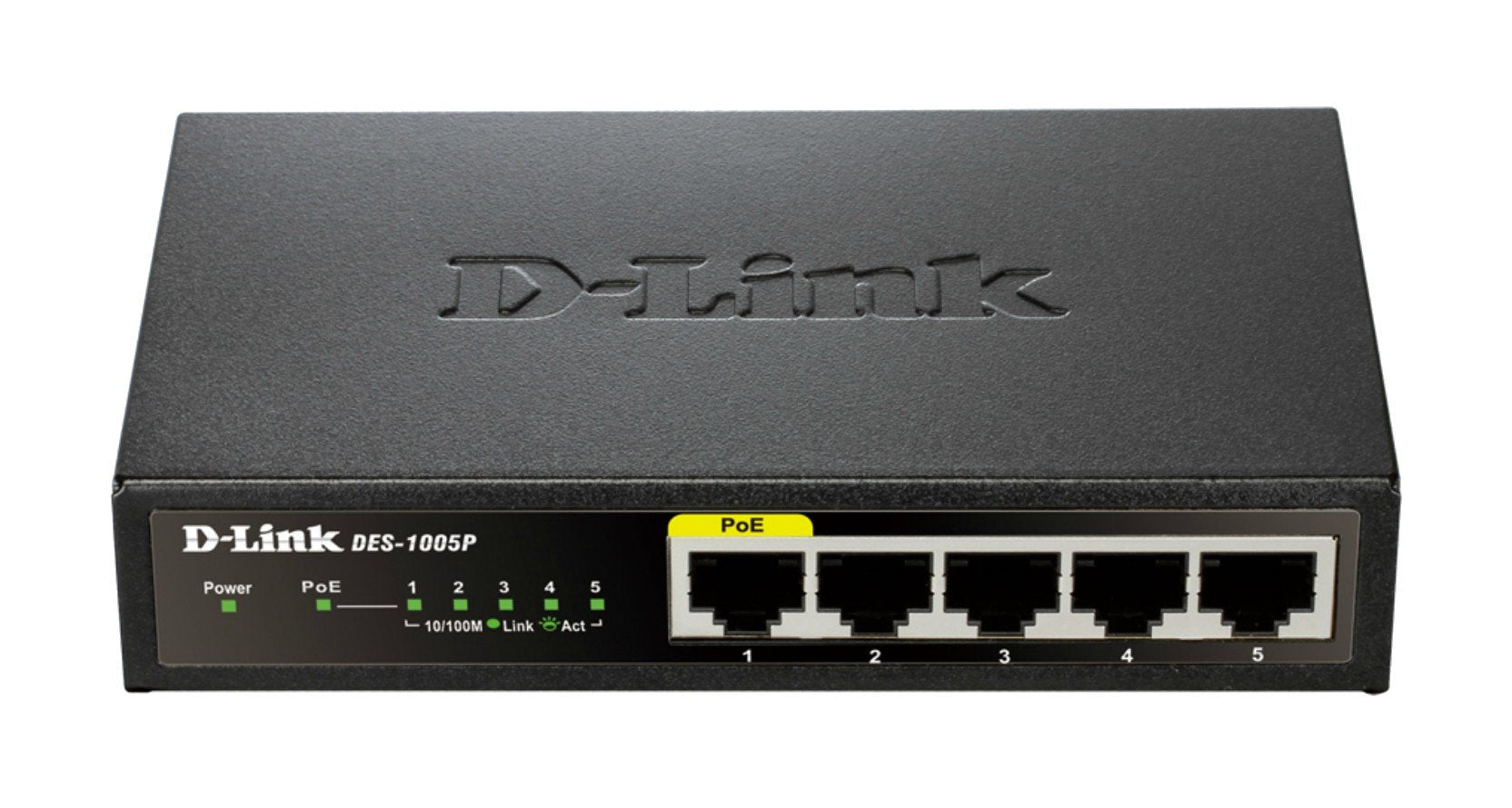 D-Link DES-1005P/E commutateur réseau Non-géré L2 Fast Ethernet (10/100) Connexion Ethernet, supportant l'alimentation via ce port (PoE) Noir
