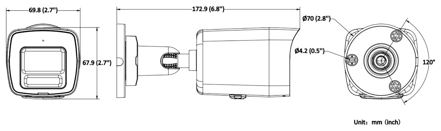 Hikvision DS-2CD1027G2H-LIU 2.8mm PL 2 MP ColorVu avec lumiere hybride intelligente caméra réseau fixe Bullet